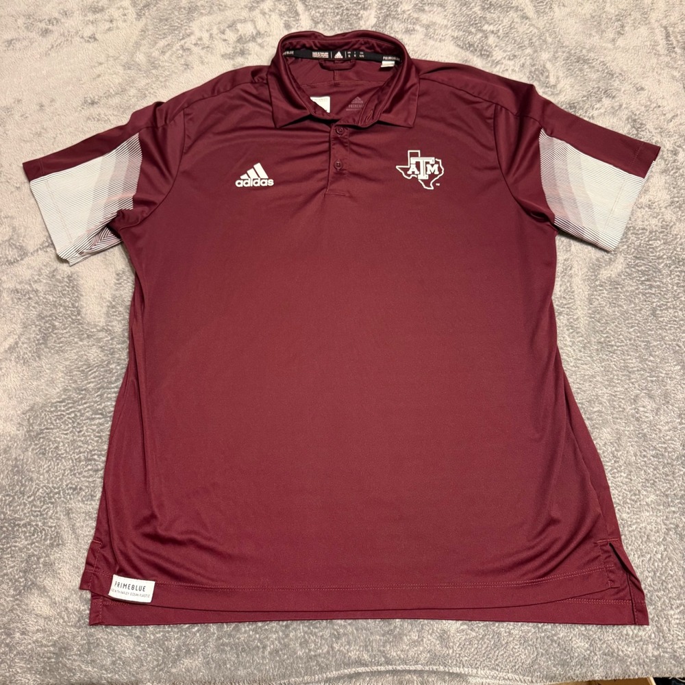 Adidas Texas A&M Aggies Maroon Polo Shirt Primeblue‎ Mens XL